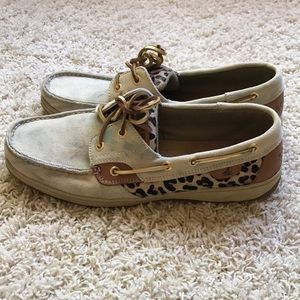 Denim Sperry Topsiders with Leopard Print